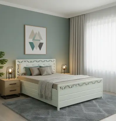 Metal Queen Size Hydraulic Box Bed (190.5 cm x 182.88 cm / 6.25 ft x 6.0 ft)